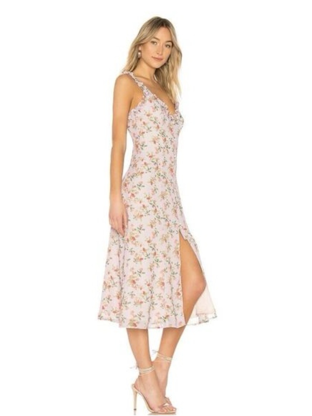 Lovers + Friends Sun Room Ruffle Button Midi Dress size XL